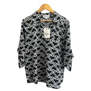 Alex & Parker Monochrome Swirl Blouse NWT